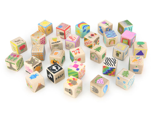 28 pc. Alphabet Blocks Baby Shower Activity Kit with Acrylic Paint Markers