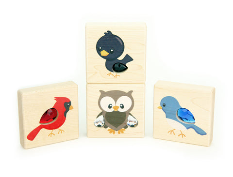 LIMITED!  Autumn Bird Friends 4 pc. Gem Block Set