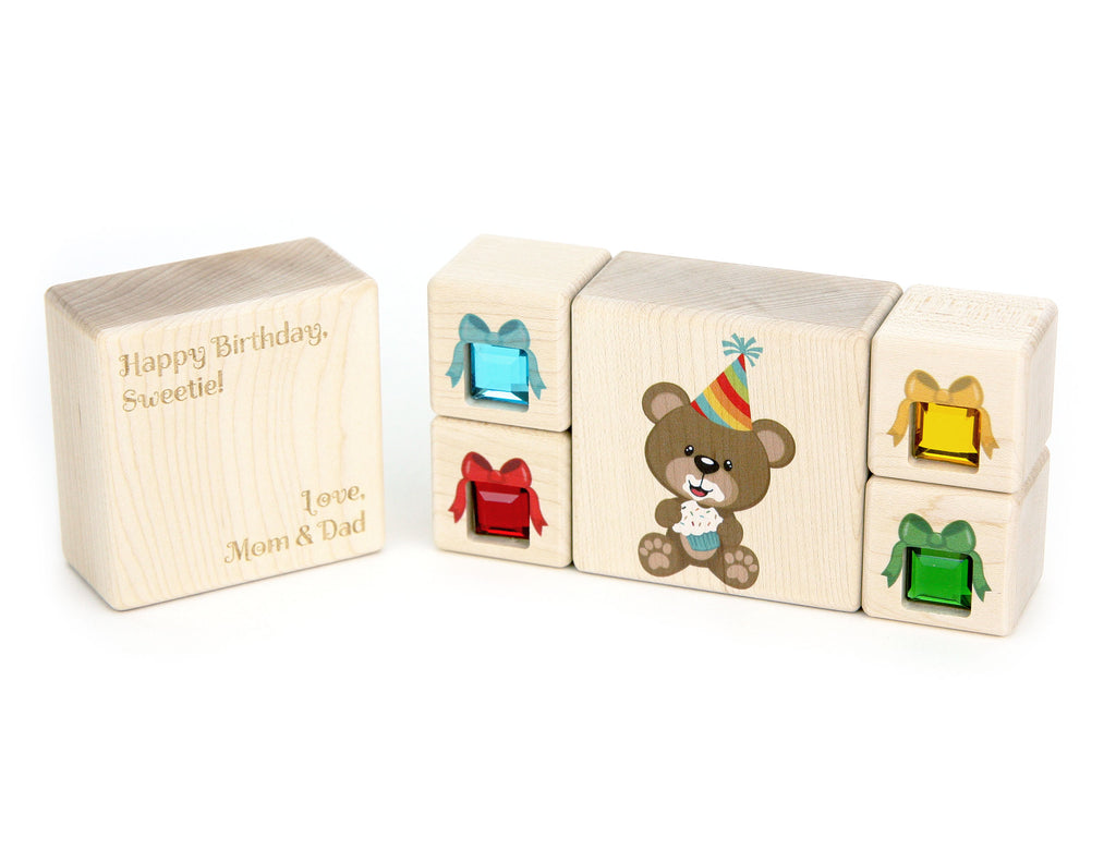 5 pc. Party Bear Gem Message Blocks
