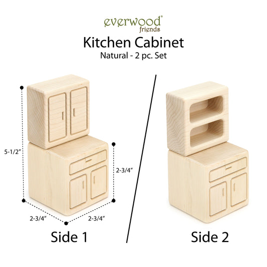 Kitchen Cabinet - Natural - 1:12 Scale Furniture Solid Maple Blocks