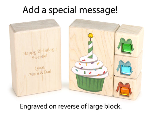 4 pc. Green Cupcake Gem Message Blocks