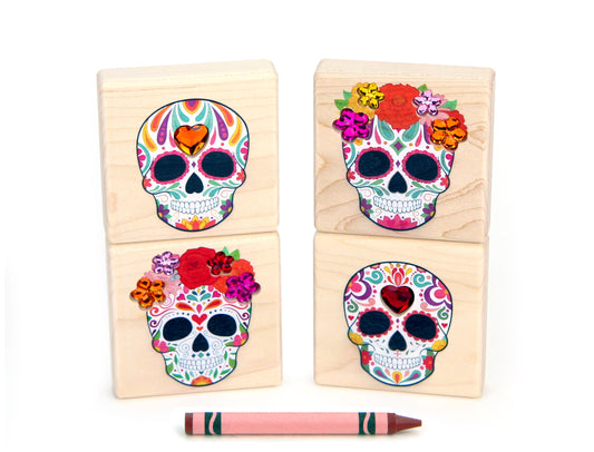 LIMITED! Día de los Muertos Calaveras 4 pc. Gem Block Set