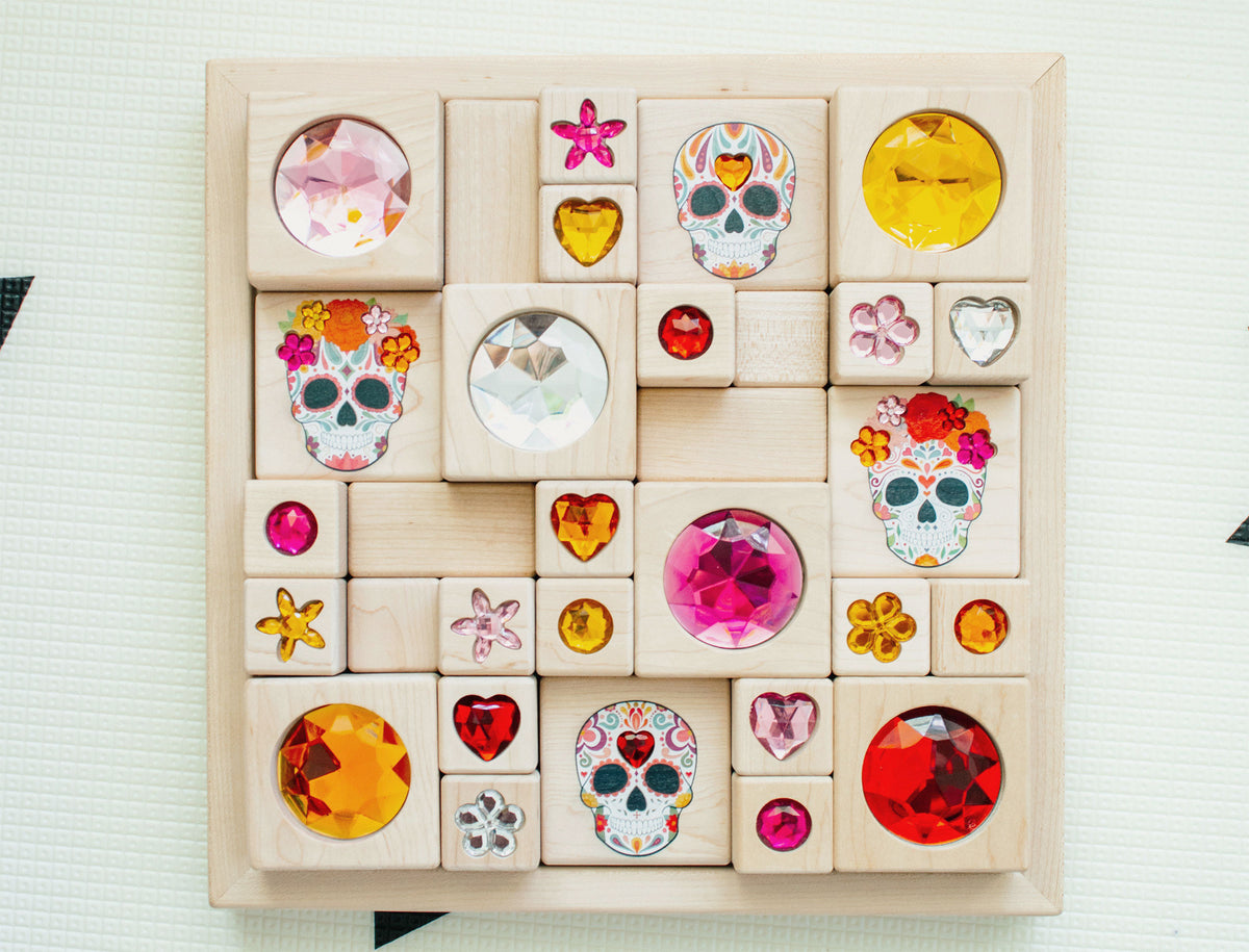 LIMITED! Día de los Muertos Calaveras 4 pc. Gem Block Set