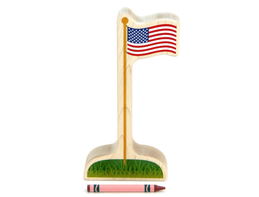 LIMITED! American Flag Pole Maple Building Block