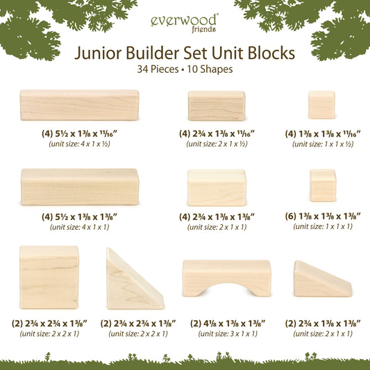 34 pc. Jr. Builder Set Maple Building Blocks