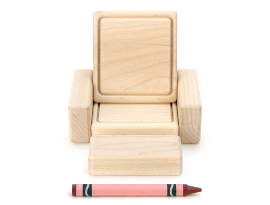 Chair & Ottoman - Natural - 1:12 Scale Furniture Solid Maple Blocks