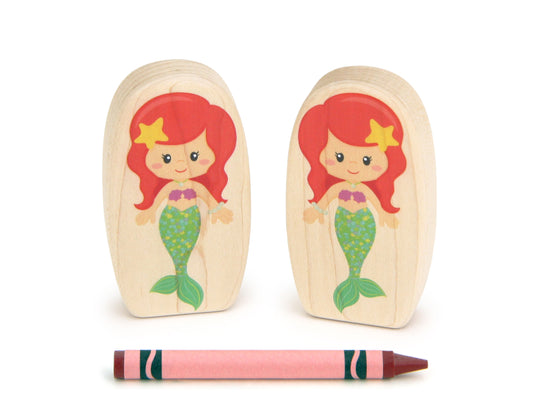 LIMITED! Green Mermaid - 3.25" Double-sided 1:24 Scale Maple Figure