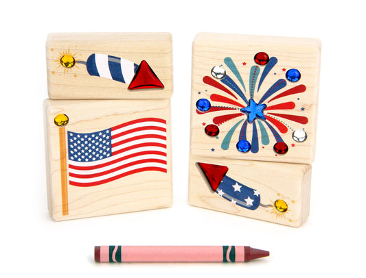 LIMITED! Patriotic Gem Blocks 4 pc. Set