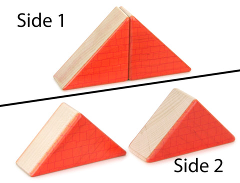 LIMITED! 2x2 Red Shingle Roof 2 pc. Double-Sided Triangle Building Blocks
