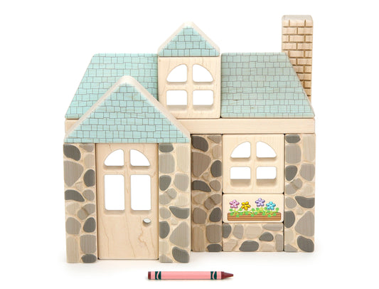 LIMITED! Seaside Stone Cottage 18 pc. Maple Building Block Set