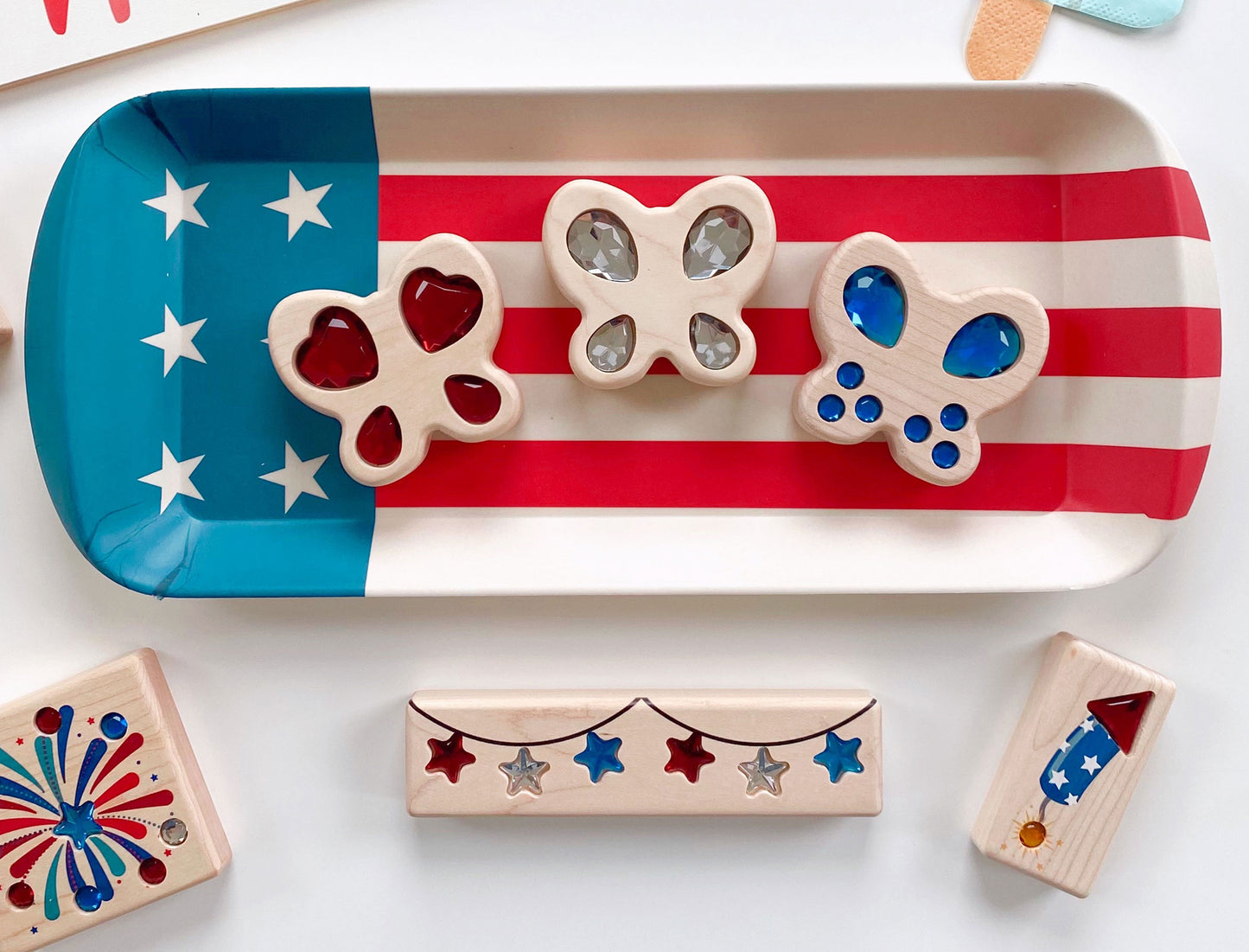 LIMITED! Patriotic Star Banner 2 pc. Gem Block Set