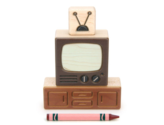 TV Set - Brown - 1:12 Scale Furniture Solid Maple Blocks