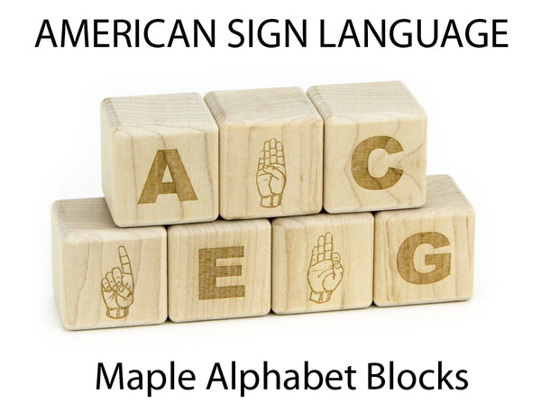 28 pc Solid Maple Wood American Sign Language Alphabet Blocks - Everwood  Friends