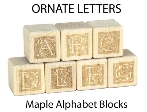 28 pc. Ornate Letter Engraved Alphabet Blocks