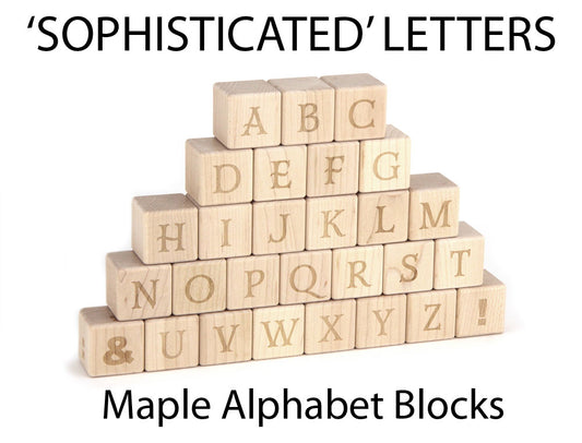 28 pc. 'Sophisticated' Letter Engraved Alphabet Blocks