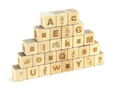 28 pc. American Sign Language & Braille Alphabet Blocks