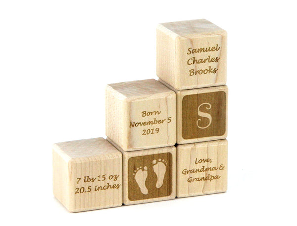 Personalized Baby Birth Wood Block (Natural, Pink, or Blue)