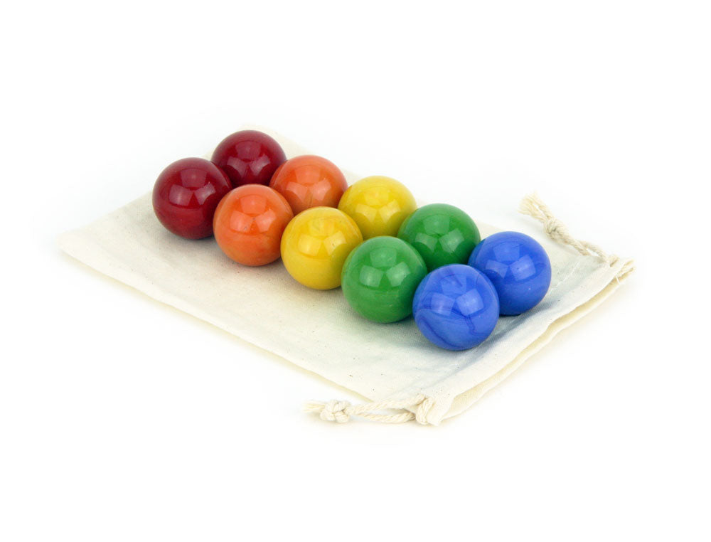 10 pc. 1" Marbles + Bag - Rainbow Colors