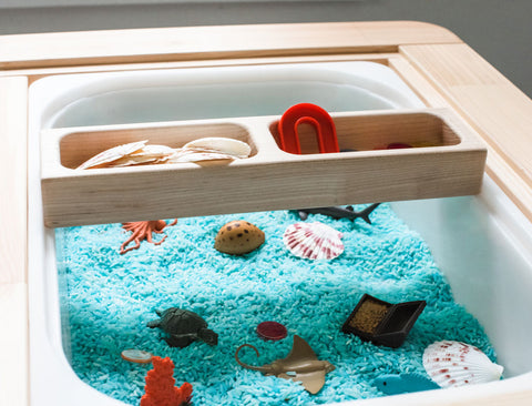 Solid Maple Sensory Bin Organizer