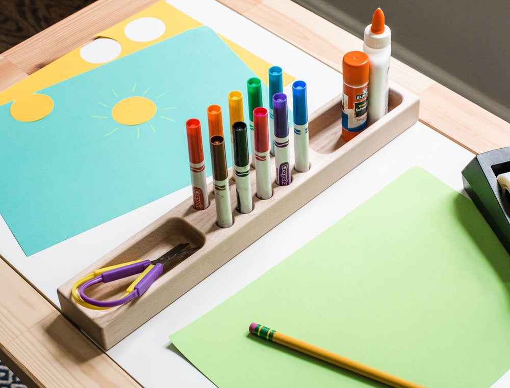 Solid Maple Sensory Table Supply Organizer