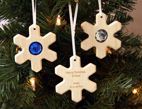Snowflake Choose-your-own Gem Solid Maple Ornament