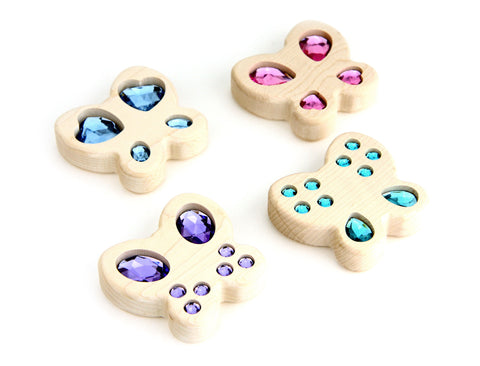 Pastel Butterfly Gem 4 pc. Sensory Stacker Maple Block Set