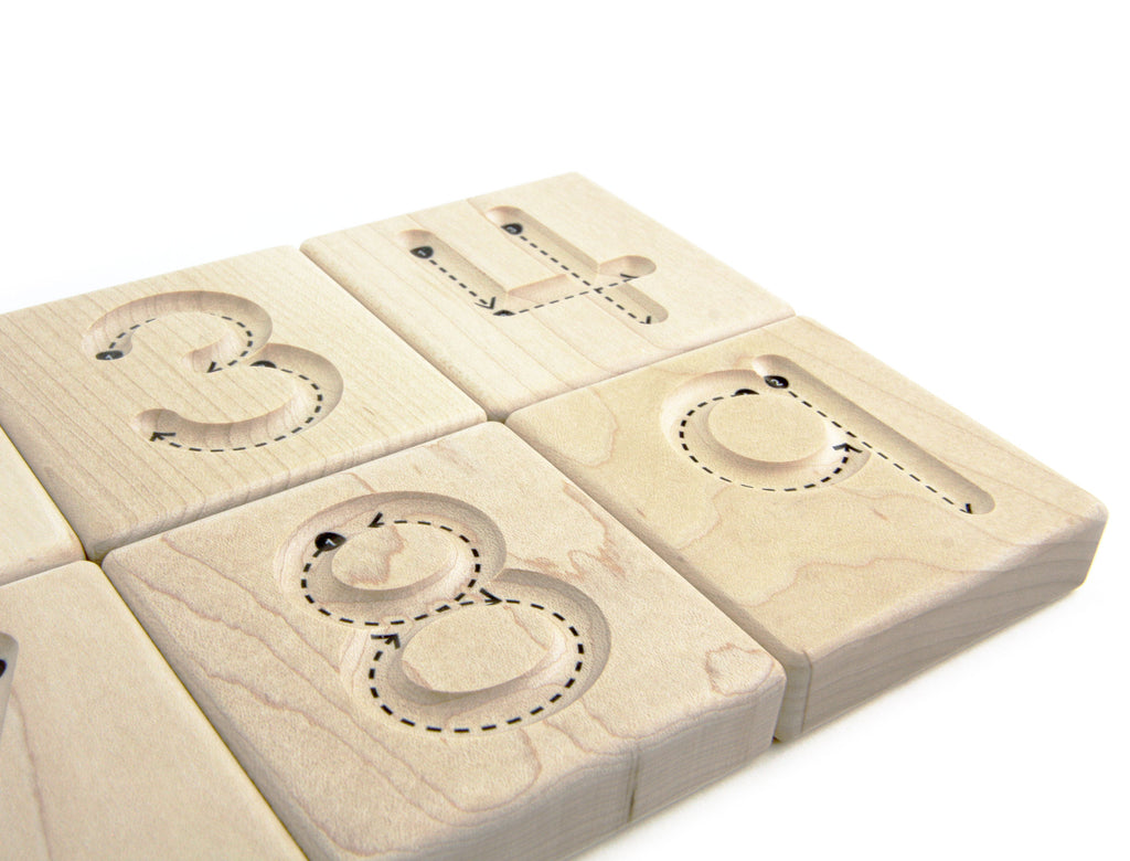 10 pc. Numbers 0-9 Maple Tracing Tiles
