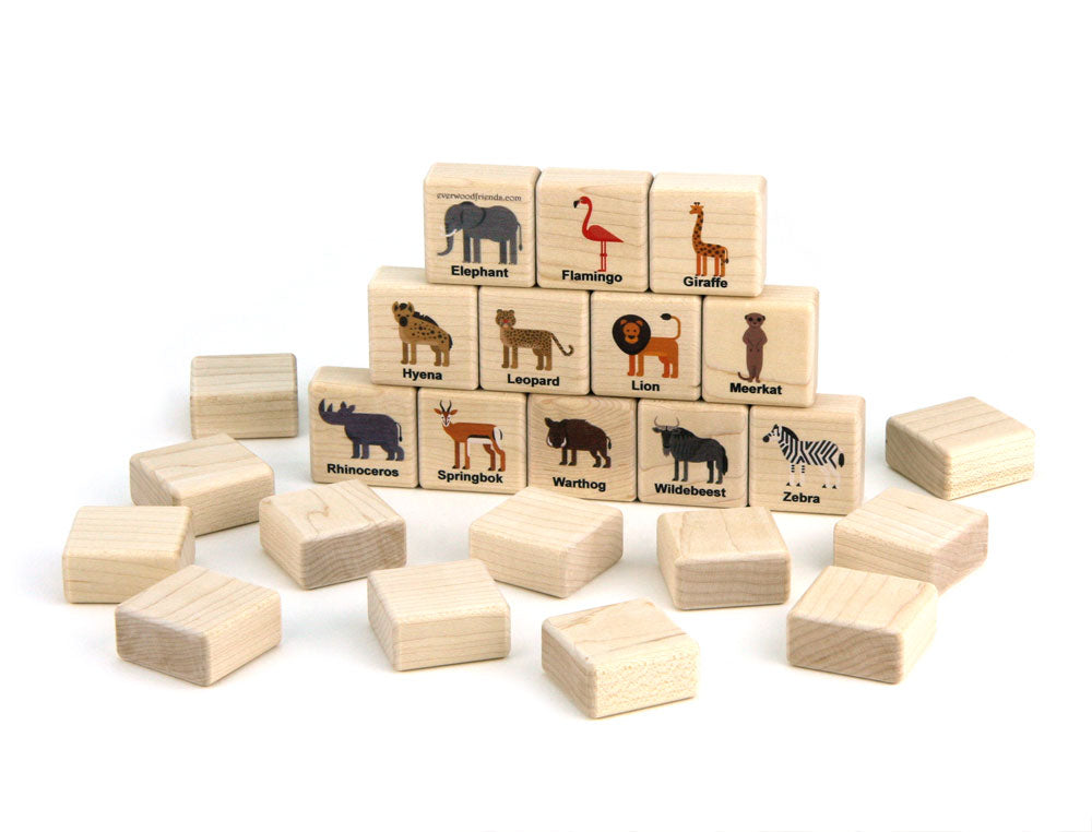 African Safari Animals Wooden Matching Game - 24 pc Set