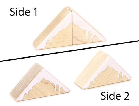 2 pc. 2x2 Snowy Roof Double-Sided Triangle Building Blocks