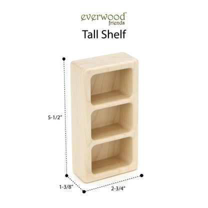 4x2 Tall Shelf - Brown - 1:12 Scale Furniture Solid Maple Block