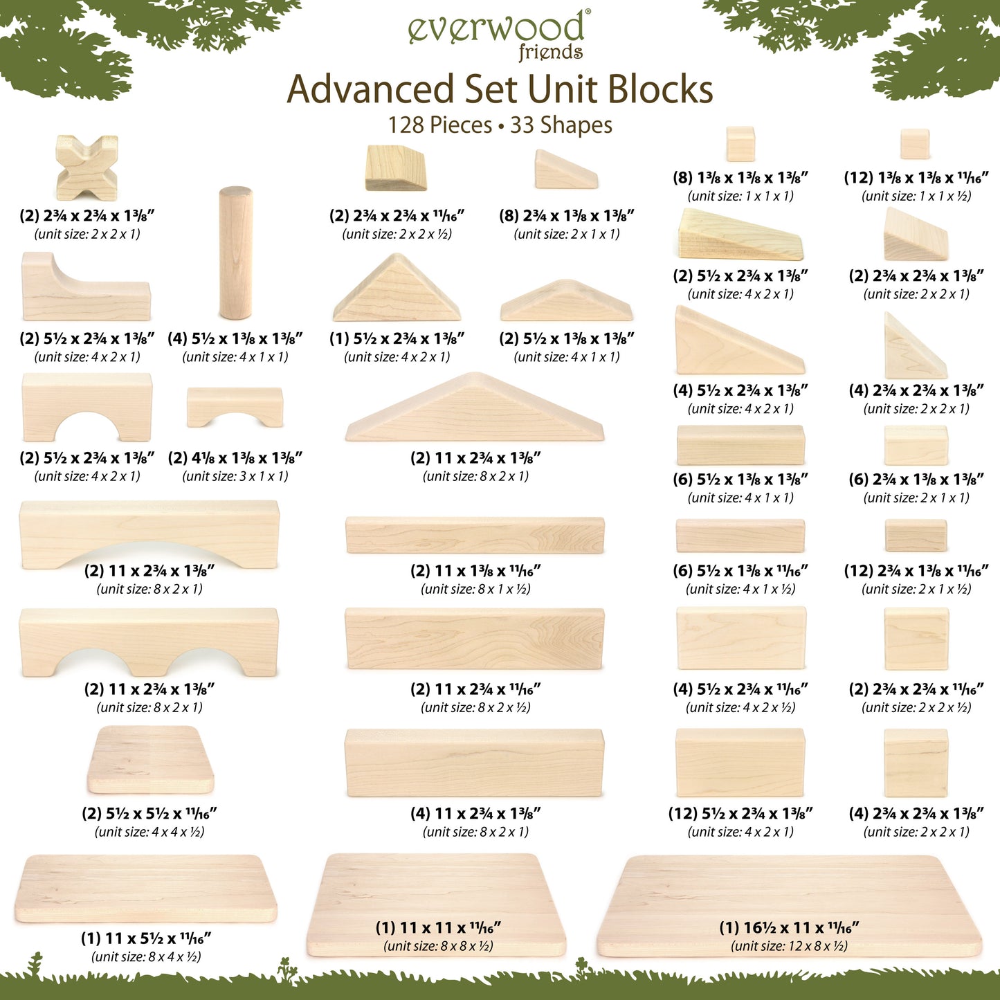128 pc. Advanced Set Maple Building Blocks
