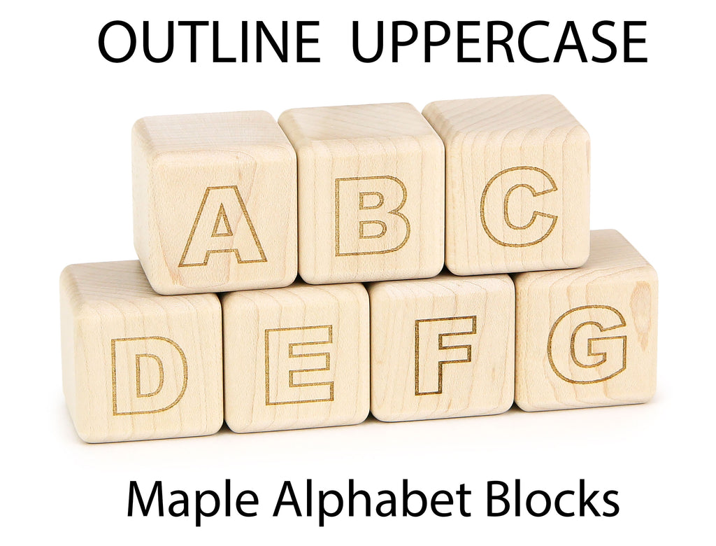 Alphabet Filing Block 28 pc Solid Maple Wood Outline Alphabet Blocks - Everwood Friends