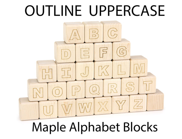 28 pc Solid Maple Wood Outline Alphabet Blocks - Everwood Friends