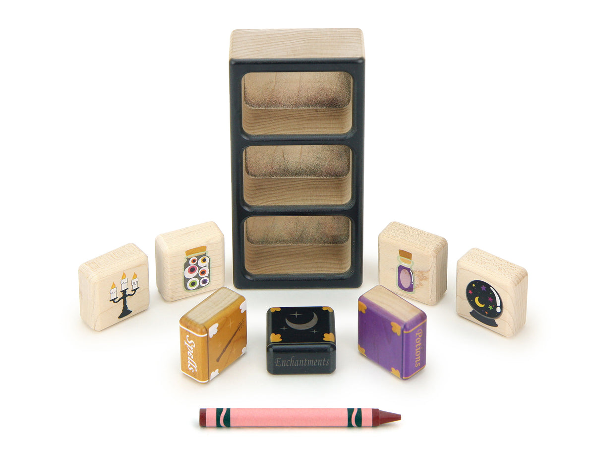 LIMITED! Spooky Apothecary Shelf 8 pc. Building Block Set