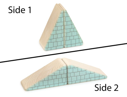 LIMITED! 2x1 Triangle Aqua Shingle Roof 2 pc. Double-Sided Building Blocks