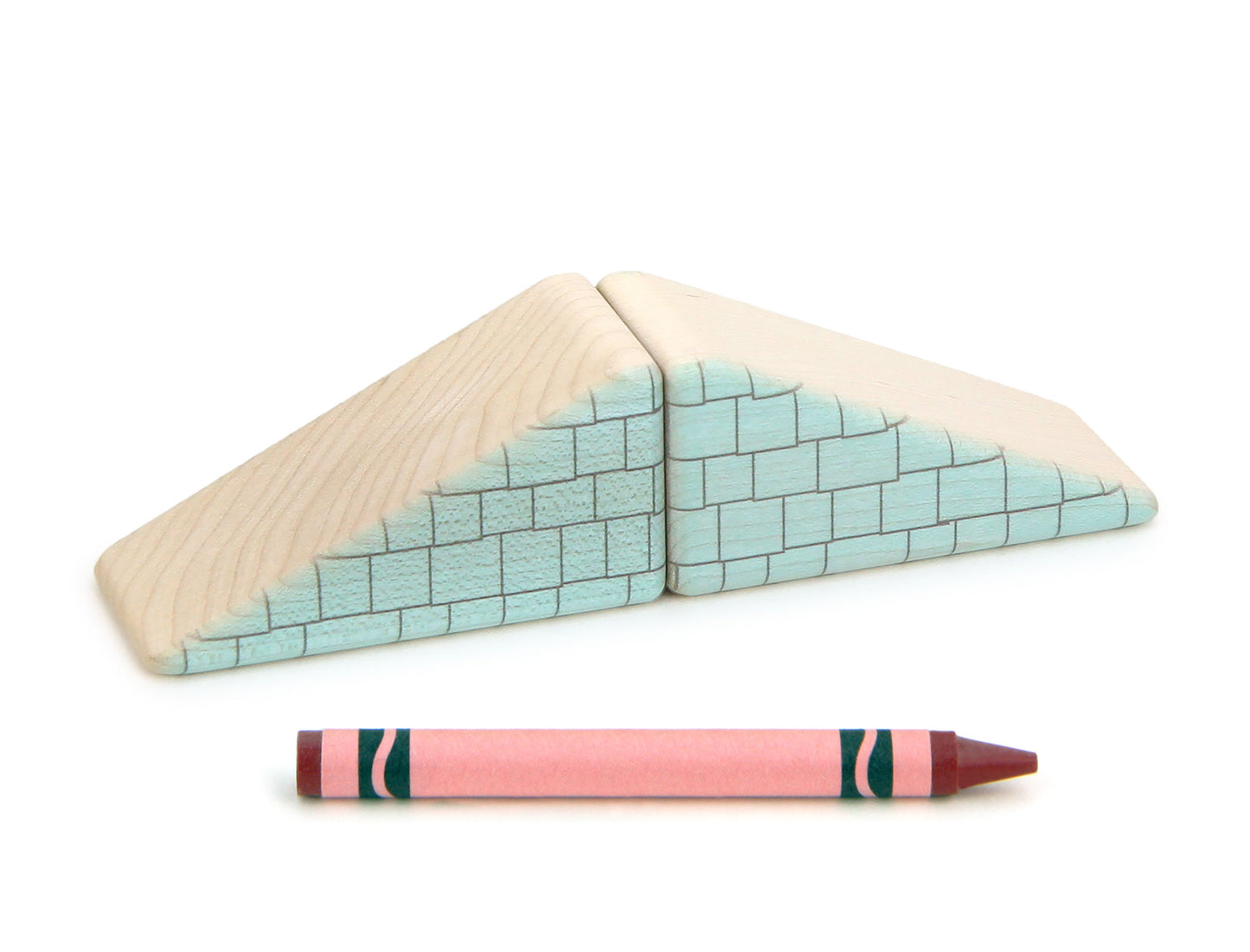 LIMITED! 2x1 Triangle Aqua Shingle Roof 2 pc. Double-Sided Building Blocks