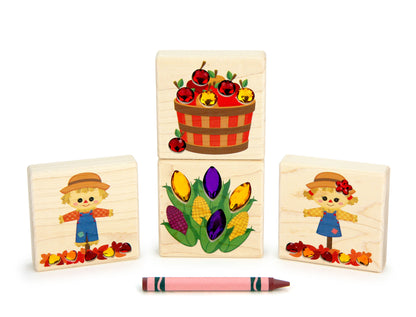 LIMITED! Autumn Harvest Friends 4 pc. Gem Block Set