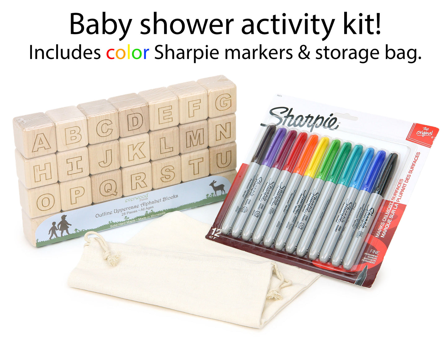 28 pc. Alphabet Blocks Baby Shower Activity Kit