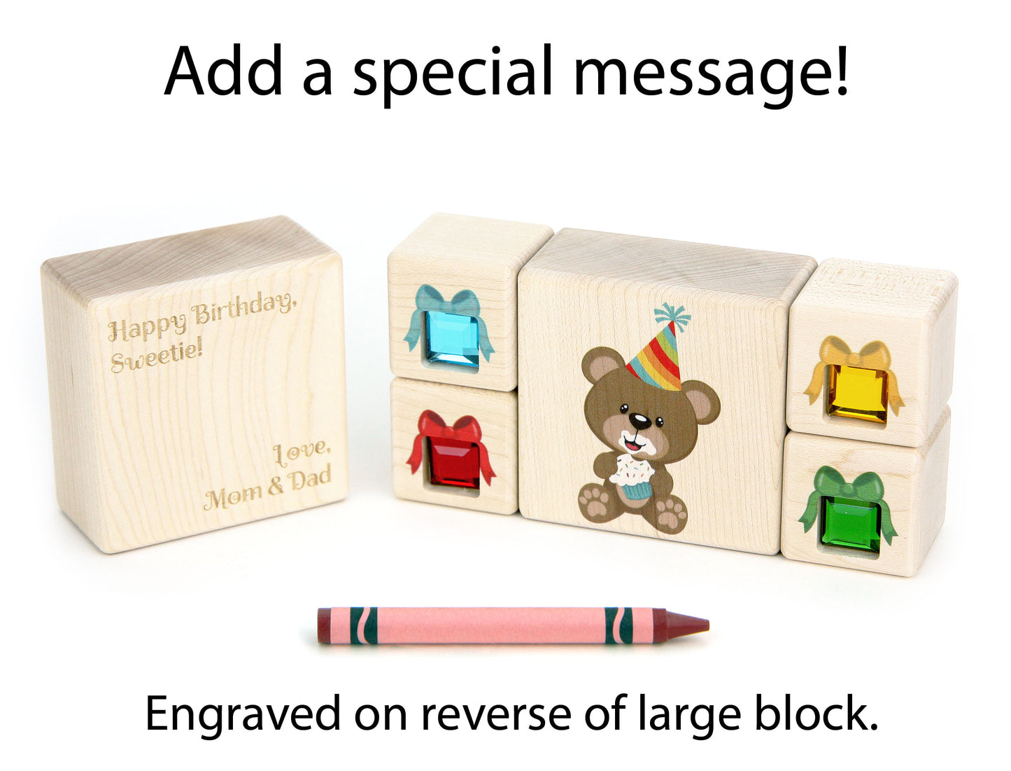 5 pc. Party Bear Gem Message Blocks