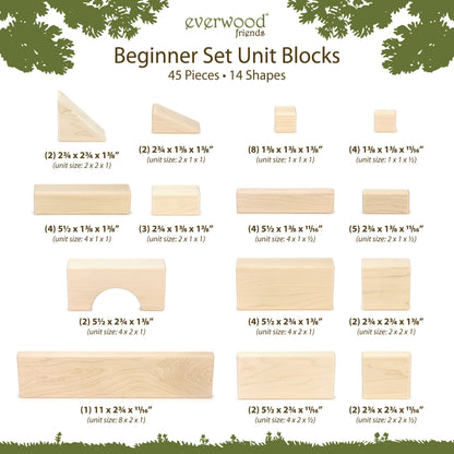 45 pc. Beginner Set Maple Building Blocks