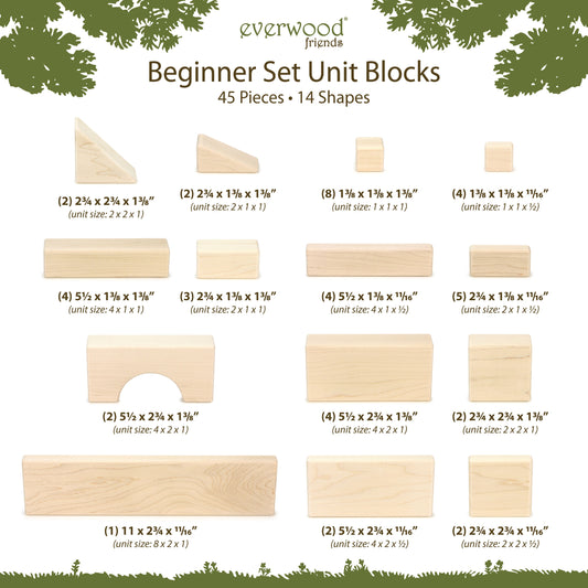 45 pc. Beginner Set Maple Building Blocks