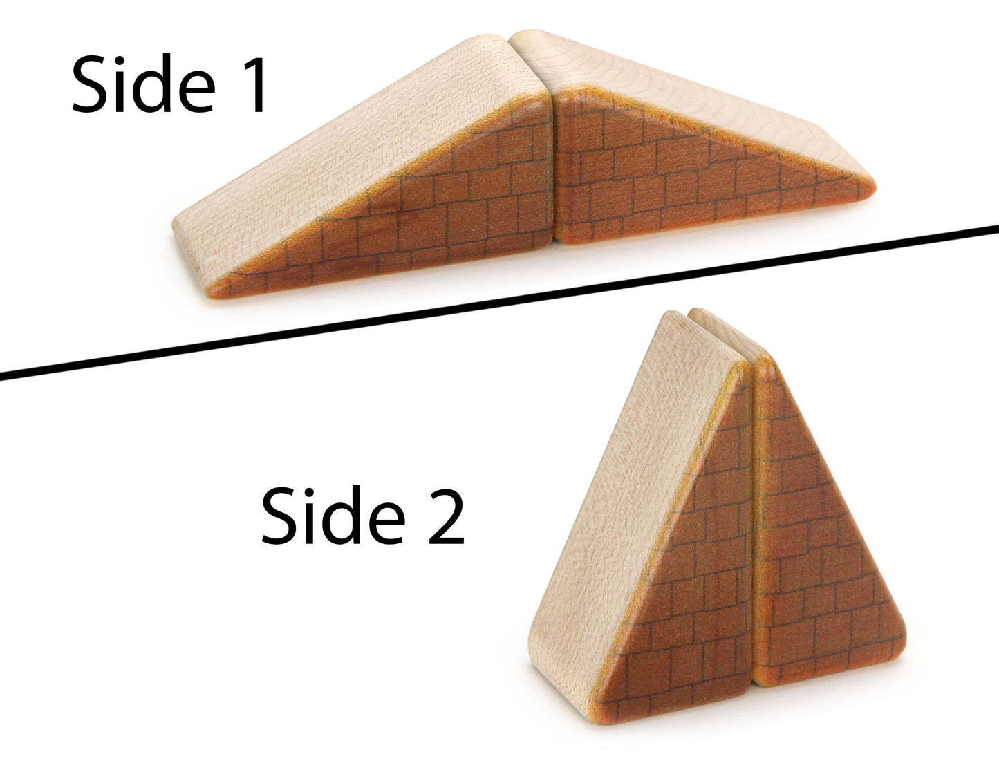 LIMITED! 2x1 Brown Shingle Roof 2 pc. Double-Sided Triangle Building Blocks