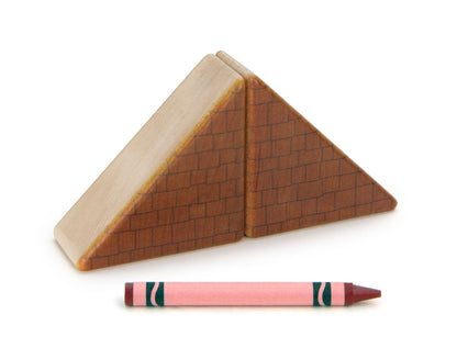 LIMITED! 2x2 Brown Shingle Roof 2 pc. Double-Sided Triangle Building Blocks