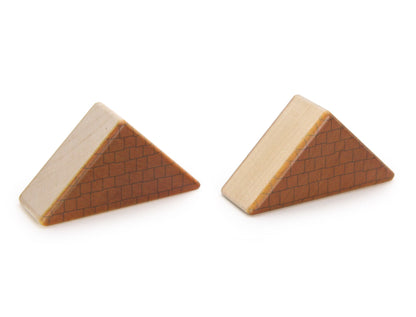 LIMITED! 2x2 Brown Shingle Roof 2 pc. Double-Sided Triangle Building Blocks