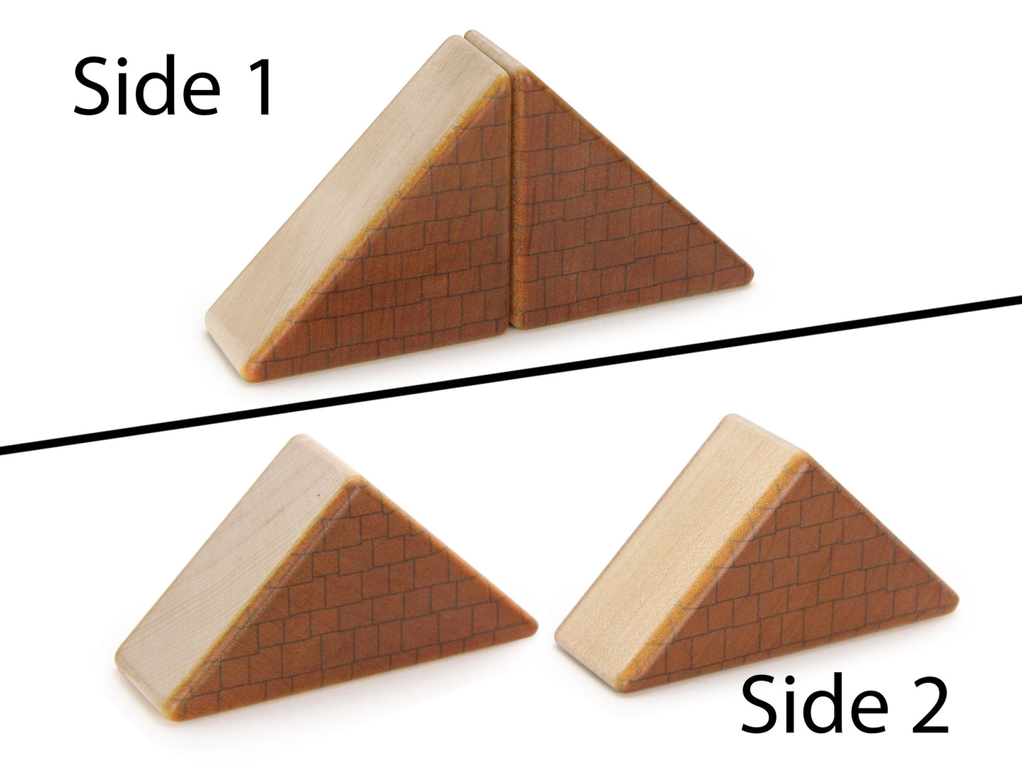 LIMITED! 2x2 Brown Shingle Roof 2 pc. Double-Sided Triangle Building Blocks