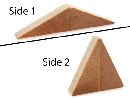 LIMITED! 4x2 Brown Shingle Roof 2 pc. Double-Sided Triangle Building Blocks