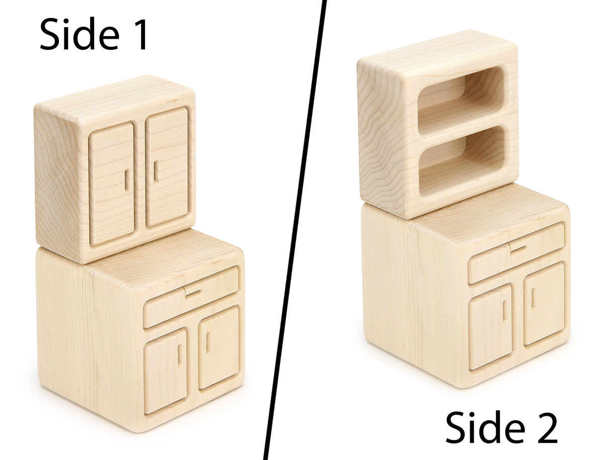 Kitchen Cabinet - Natural - 1:12 Scale Furniture Solid Maple Blocks