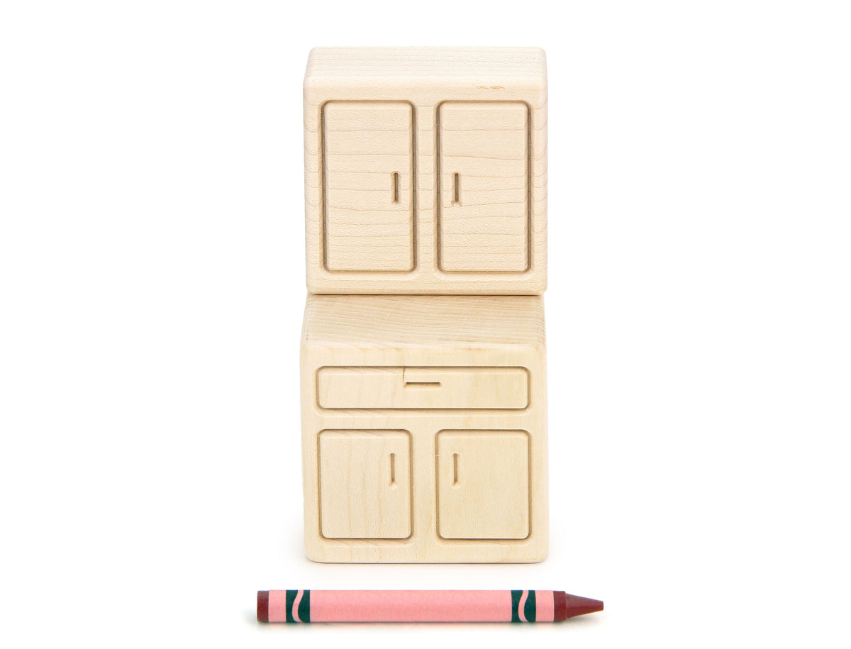 Kitchen Cabinet - Natural - 1:12 Scale Furniture Solid Maple Blocks