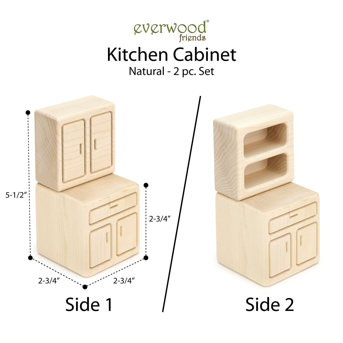 Kitchen Cabinet - Natural - 1:12 Scale Furniture Solid Maple Blocks