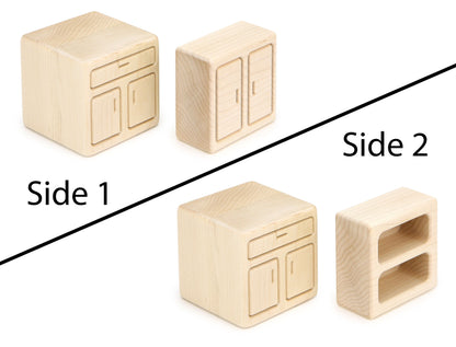 Kitchen Cabinet - Natural - 1:12 Scale Furniture Solid Maple Blocks